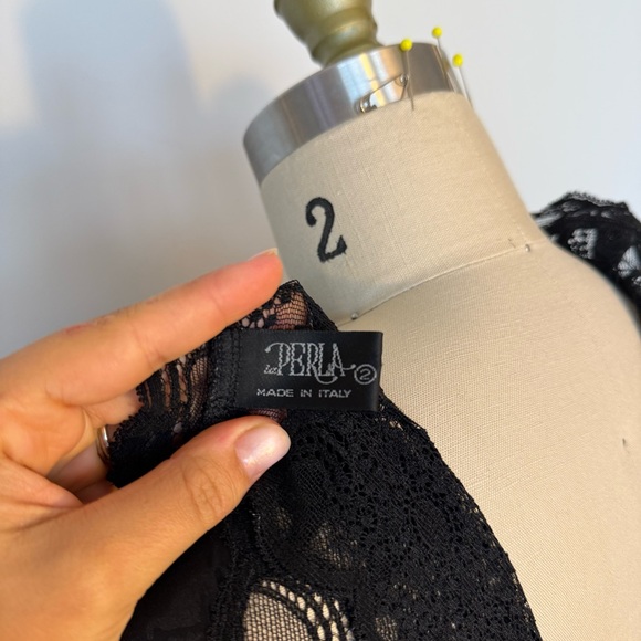 La Perla Lace Bodsuit Womens S/M Black Floral Long Sleeve High Neck - Picture 5 of 6